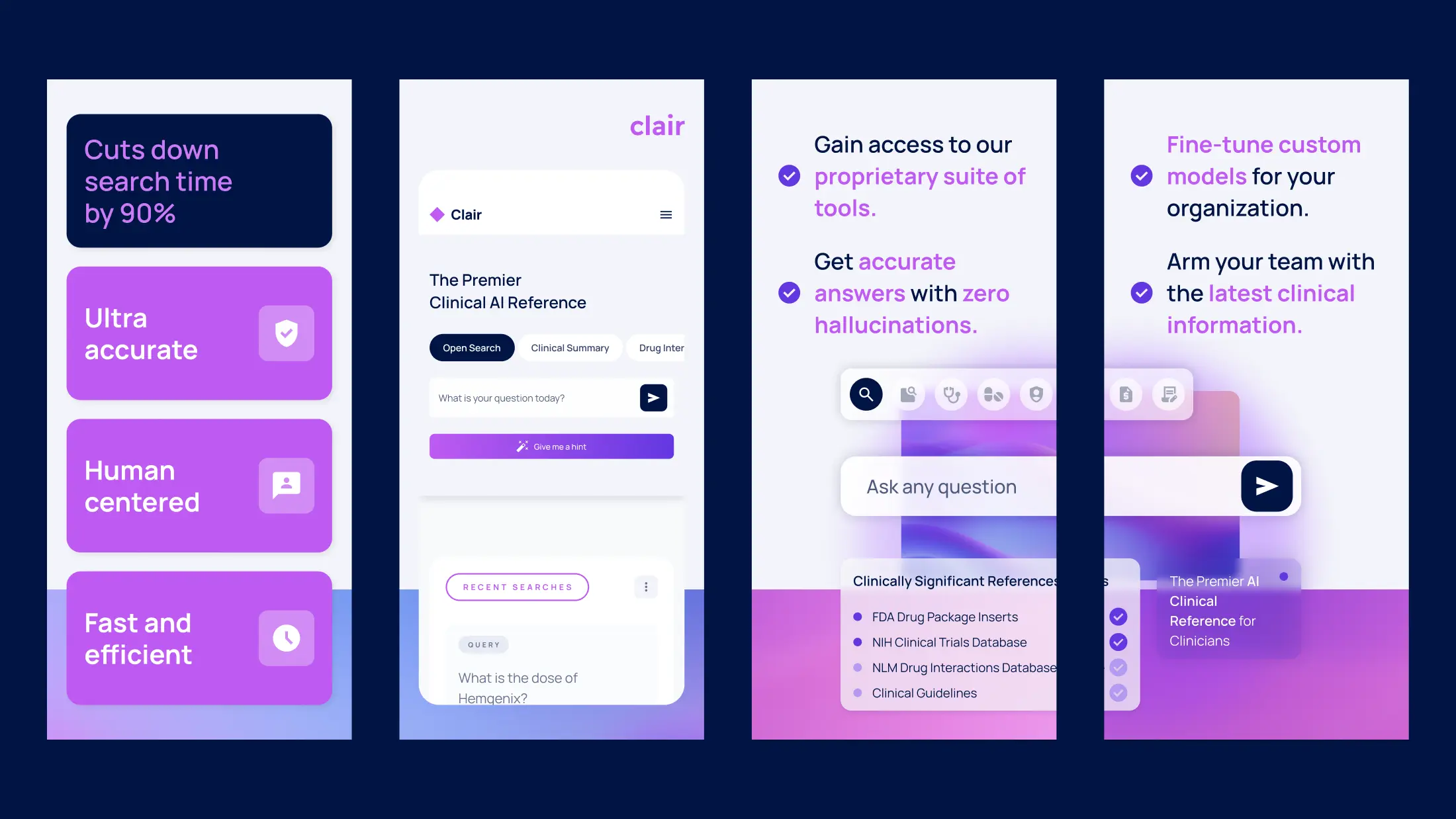 Clair AI app UI mobile 